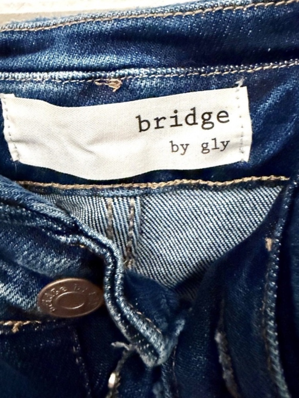 Bridge By Gly High Rise Super Flare Button Fly Denim Jeans in Dark Wash size 25 - Picture 13 of 15